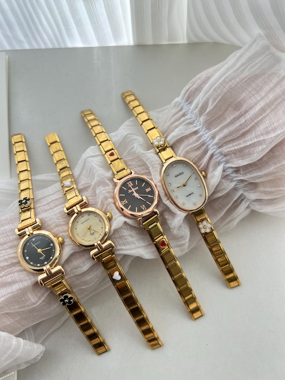 Y2K Modular Bracelet Watch,Gold Wrist Watch for Women,Cute Charm Watch,Trendy Minimalist Gold Watch, Elegant Customizable Watch Gift for Her
