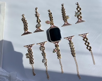 Y2K Minimalist Gold Chain Apple Watch Band,Cute Charm Apple Watch Strap,Unique Chain Bracelet for Smartwatch,Gold Charm Watch Band Gift Idea