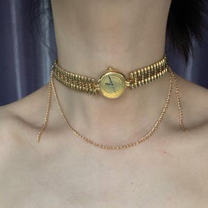 Minimalist Gold Watch Choker Necklace,Gold Chain Necklace, Elegant Watch Jewelry for Women, Y2K Clock Necklace, Unique Watch Gift for Her