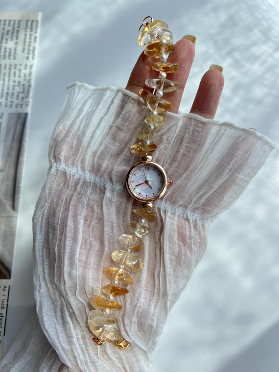 Golden Citrine bracelet watch Longines Citrine and 18k Gold Bracelet Watch - Primavera Gallery main image 2
