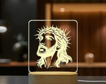 Custom Night Light – Jesus Christ Icon, LED Desk Lamp with Jesus Praying, Personalized NightLight –  Christian gift, Jesus Room Decor