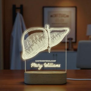 Engraved Gastroenterology Desk Name Plate - Unique Gift for Mentor or Colleague, Gastroenterologist LED Desk Lamp - Medical Office Decor