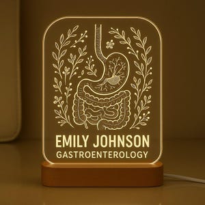 Gastroenterologist Custom Night Light - Personalized LED Gift, Engraved Desk Name Plate, Gastroenterolgy Desk Lamp, Unique Mentor Gift