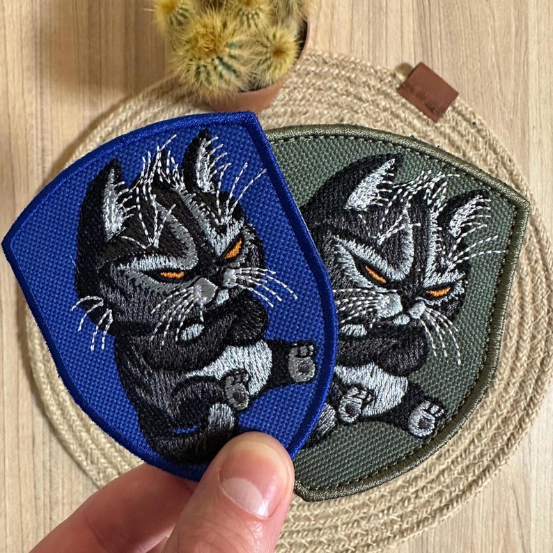 Grumpy Cat Embroidered Patch – Angry Black Cat Badge | Funny Cat Gift ...