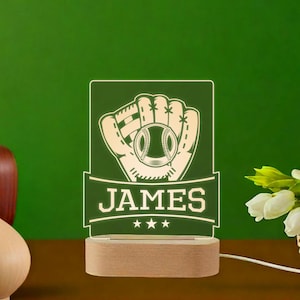 Custom Engraved Baseball Night Light - Personalized LED Lamp for Baseball Fans, LED Engraved Lamp, Personalized Decor, LED Acrylic Lamp