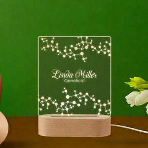 Lampe mit Gravur - Gencode Nachtlicht, personalisiertes Nachtlicht, Einzigartiges Wissenschaftsgeschenk, Biologie Geschenke, LED Acryl Schreibtischlampe DNA Geschenk