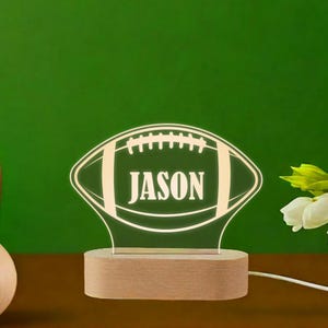 Custom Engraved American Football Night Light, Personalized LED Lamp, Sports Fan Gift, Acrylic Light, Unique Man Cave Decor, Football Lover
