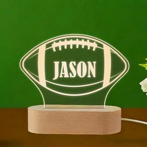 American Football Night Light, Personalized LED Lamp, Sports Fan Gift, Custom Engraved Acrylic Light, Unique Man Cave Decor, Football Lover