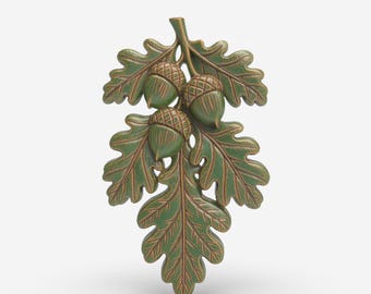 Oak Leaf STL Acorn Floral Wall Panel STL File For Wood Carving High Relief Botanical Panel CNC Carving 3D Printing – Rustic Woodland Decor