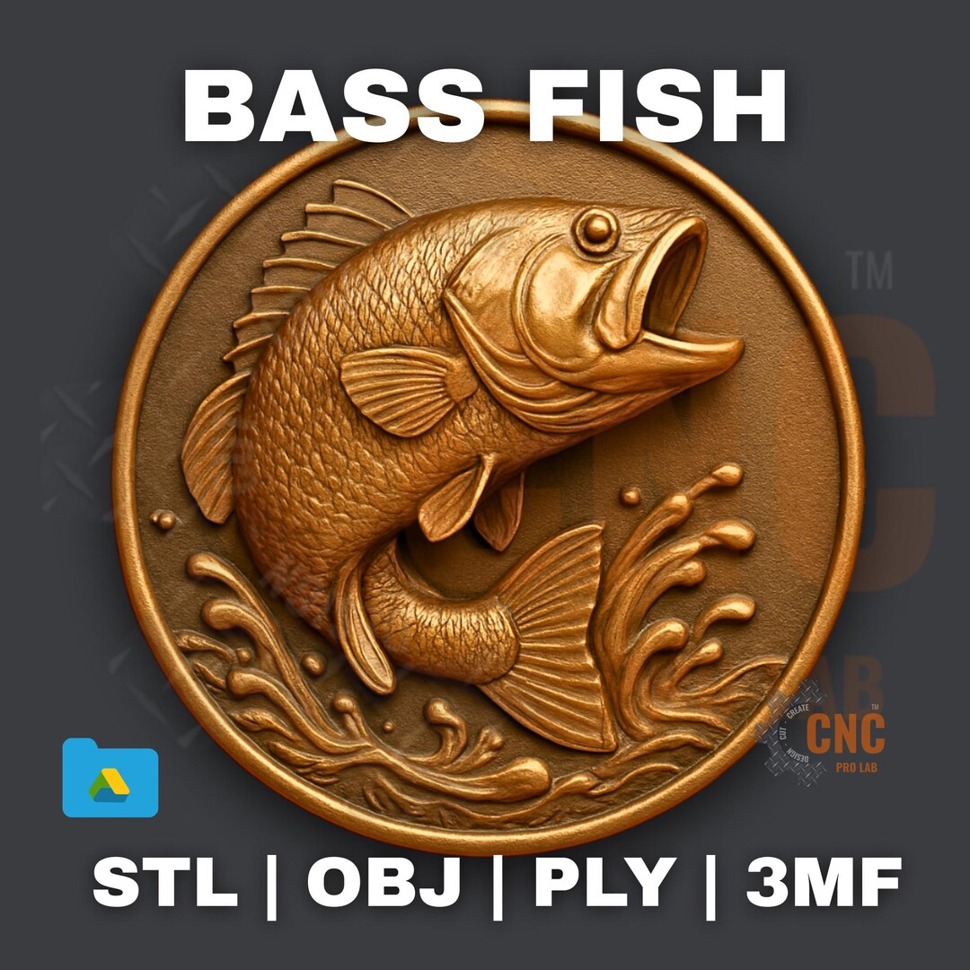 Personalized Bass Fish Leaping Coin Bass Fish Medallion STL File for ...