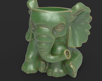 Baby Elefant Pflanzer STL Datei 3D druckbares niedliches Tiertopfmodell für CNC-Druck Hohlhalter Wohnkultur Gartenthema Skulptur
