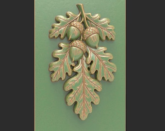 Oak Leaf Acorn Floral Wall Panel STL File For Wood Carving High Relief Botanical Panel for CNC or 3D Printing – Rustic Woodland Decor