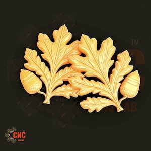 Conjunto de hojas de roble con archivos STL para enrutador CNC, impresora 3D, grabado láser, modelo, par, hojas para colgar en la pared, decoración para muebles.