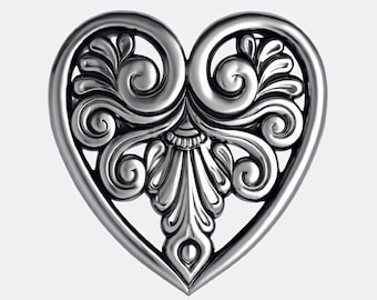 Ornate Heart Relief STL File For CNC Router 3D Printer Laser Custom Design Available