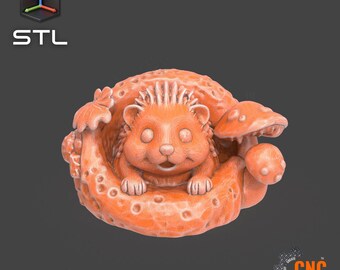 STL-bestand 3D-model voor CNC-router Printer Reliëfsnijwerk Laser Schattige egel Leuk STL-beeldje Sculptuur Woodland Animal Desk Decor
