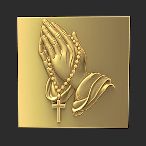 Archivos STL 3D para enrutador CNC, impresión 3D, diseño de manos en oración, relieve religioso, panel de pared de arte cristiano para tallado en madera, bajorrelieve, bricolaje