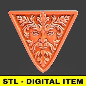 Greenman STL File 3D Model For CNC Router Printer Relief Carving Laser Green Man Wall Garden Ornamental Architecture Decor
