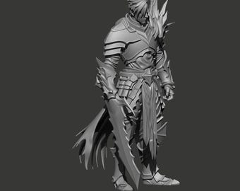 STL File Fantasy Warrior 3D Printable Model Action Figurine for Resin Print Miniature Instant Digital Download