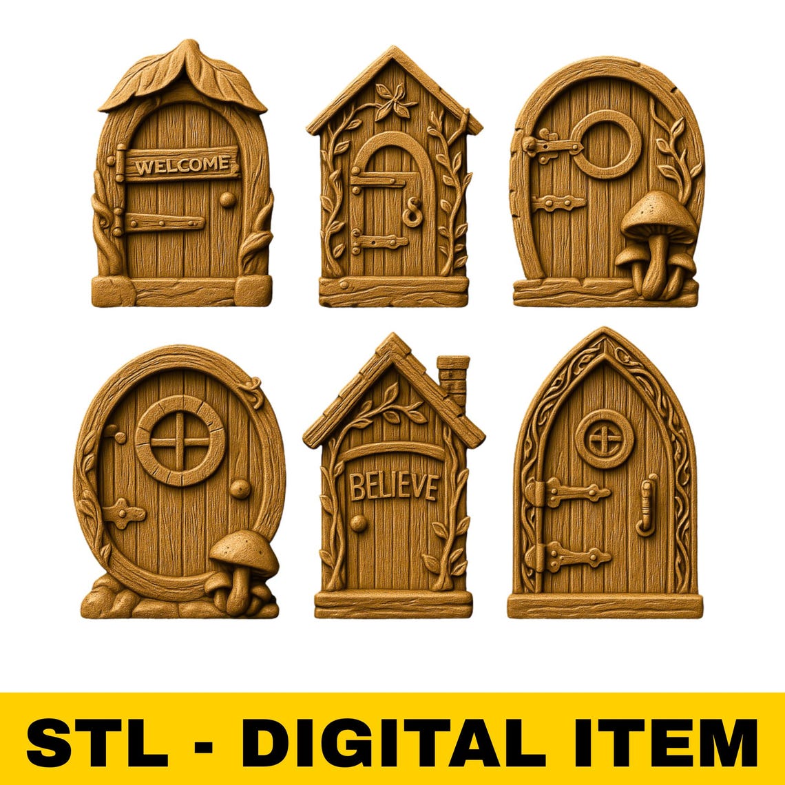 Fairy Door STL Bundle for CNC 3D Printing Set of 6 Whimsical Fantasy ...