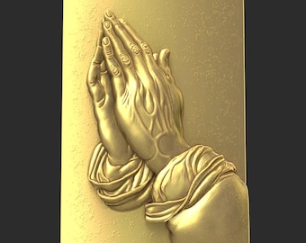 Praying Hands Religious Relief Plaque Faith Christian Art File for Wood Carving Resin Casting 3D STL Files for CNC Router 3D Printing