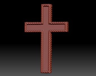 STL File Cross with Twisted Rope Border 3D Printable Model Instant Download
