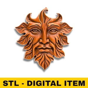 Green Man STL File for Wood Carving CNC Machine – Leaf GreenMan Pagan Wall Plaque STL File Model for Wood 3D Printer