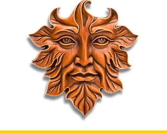 Archivo STL de Green Man para máquina CNC de tallado de madera: Modelo de placa de pared pagana Leaf GreenMan para impresora 3D de madera.