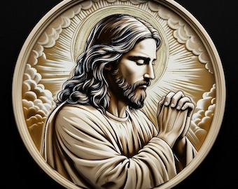 Praying Jesus Relief STL File | Christian 3D Model for CNC, Router, or 3D Printing | Religious Wall Art | High Relief Carving Design