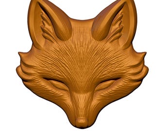 Sleeping Fox Head Cute Forest Animal Medallion STL File 3D Model For CNC Router Carving 3D Printer Relief Laser