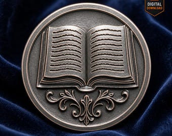 Book Miniature Pendant 3D Model Open Book Round Vintage Ornate Lover Gift Charm Design for CNC Laser Miniature Book STL Jewelry Making