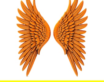 Angel Wings STL File 3D Model Relief Wing Pair for CNC 3D Printing Carving Wall Art