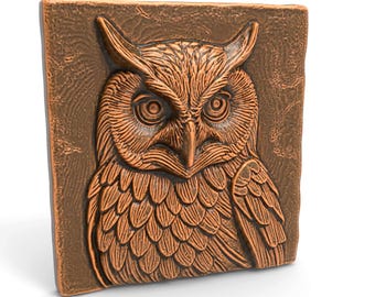 Wall Hanging Owl Plaque STL File Animal Bird Sculpture Forest Wildlife Nature Inspired Art For CNC or 3d Printer
