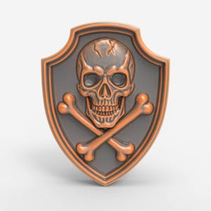 STL File 3D Model For CNC Router Printer Relief Carving Laser Gothic Skull Plaque Pendant with vertical Hole