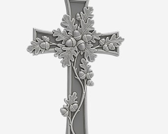 Floral Cross Pendant Jewelry Necklace STL File Crown of Thorns INRI Relief For CNC 3D Carving Laser Engraving 3D Printing Christian Wall Art