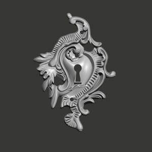 バロック調の装飾的なキーホールレリーフSTLファイル（CNCルーター、3Dプリンター、レーザーカスタムデザイン対応）