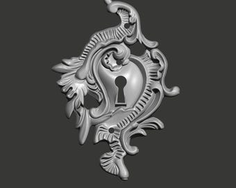 Baroque Ornate Keyhole Relief STL File For CNC Router 3D Printer Laser Custom Design Available