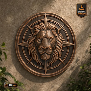 Lion Head Sculpture STL File 3D Model For CNC Router 3D Printer Laser