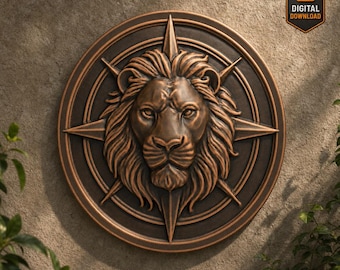 Lion Head Sculpture STL File 3D Model For CNC Router 3D Printer Laser