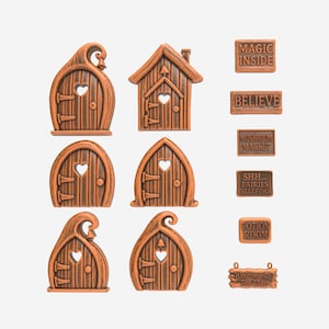 Files Fairy Door Set Whimsical Collection 3D Printable STL Files For CNC Router 3D Printer Fairy Doors with Heart Windows and Welcome Sign