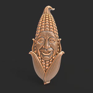 Corn Face Whimsical Vegetable STL File Model 3D do drukarki CNC Router Relief Carving Laser STL File Model 3D Harvest