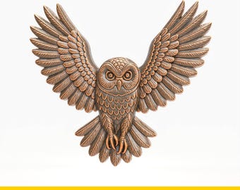 Flying Owl Relief Sculpture STL File High Detail 3D Model for CNC Laser Engraving 3D Printing Wall Art Decor Wildlife Bird Artwork Printable