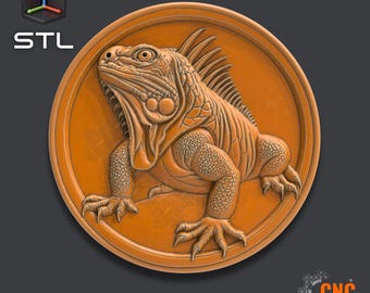 3D STL Model Iguana Medallion – Exotic High-Relief Reptile Coin Style Pendant STL - Digital Download