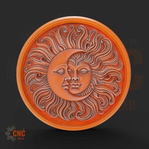 Wisiorek-medalion 3D z okrągłym uściskiem słońca i księżyca do druku 3D, pliki STL do grawerowania na routerze CNC, drukarka 3D, model cyfrowy laserowy