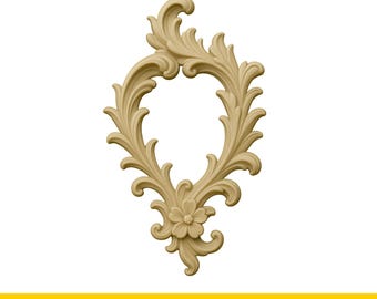 Floral Scroll Frame STL File for CNC Carving 3D Printing Rococo Ornament Vintage Applique French Baroque Mirror Frame Wall Art Decoration