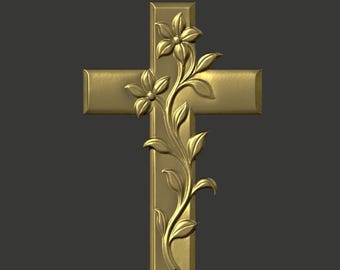 STL File Floral Cross 3D Printable Model for Maker CNC Projects Instant Download