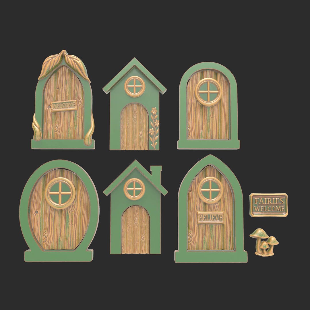 Functional Fairy Door Set Whimsical 3D Printable Enchanted Forest Doors ...