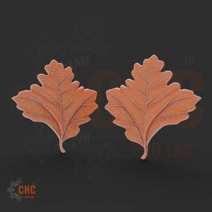 Par de hojas de roble, archivos STL para enrutador CNC, impresora 3D, modelo de grabado láser, par de hojas para colgar en la pared, adorno decorativo para restauración de muebles.