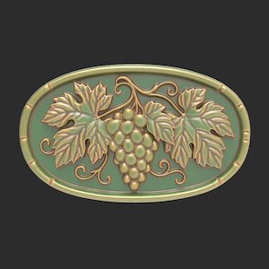 Grapevine STL File – Oval Grape Leaf Relief Panel for CNC, 3D Printing, Laser – Rustic Vineyard Wall Plaque Digital Model