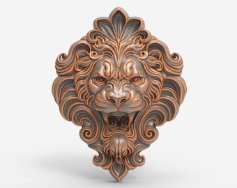 Lion Head Relief STL File for 3D Printing, CNC Maker Projects, Instant Digital Download