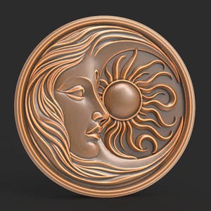 Słońce i Księżyc, Przytulanie, Okrągły Medalion, Wisiorek 3D, Drukowany, Pliki STL, Do Grawerowania, Frezarki CNC, Drukarki 3D, Model Cyfrowy Laserowy
